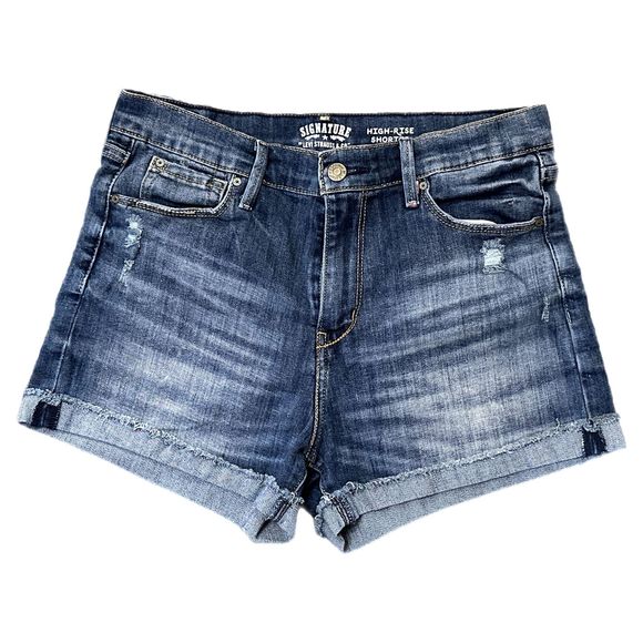 Signature by Levi Strauss & Co. High Rise Jean Shorts, Size 30in, Pre-owned - Picture 1 of 5